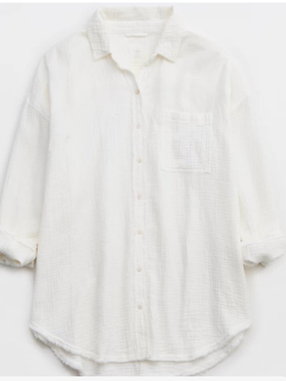 Aerie White Gauze Button-Down Cover-Up Shirt Size Large - CG0513